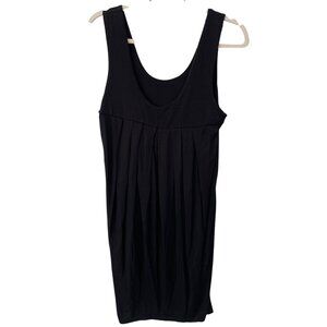 Sleeveless Bubble Dress Size Medium Pleated Scoop Neck Black Casual Minimalist